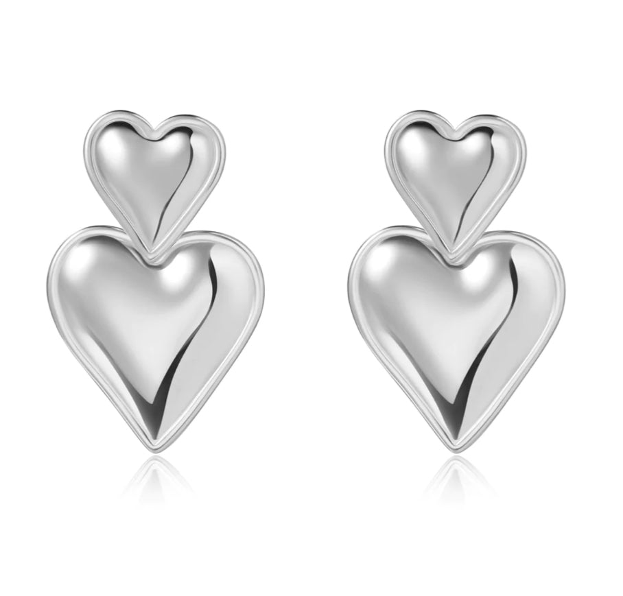 Jasmine Double Heart Drop Earrings